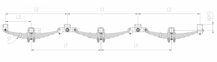 Tri-axle under-slung suspension schematics